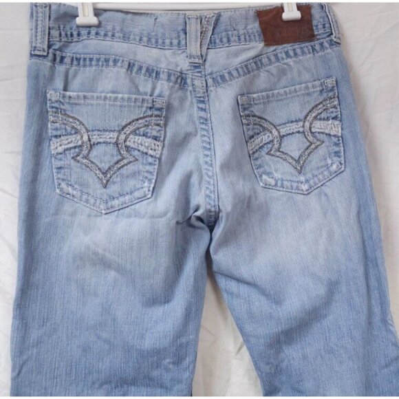 Big Star Mens 33Rx30 Light Wash Distressed Regular Fit Boot Cut Pioneer Jeans - Picture 7 of 12